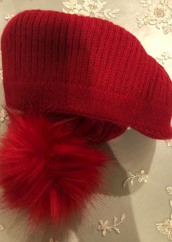 Kırmızı Örgü Kadın Bere - Görsel 3