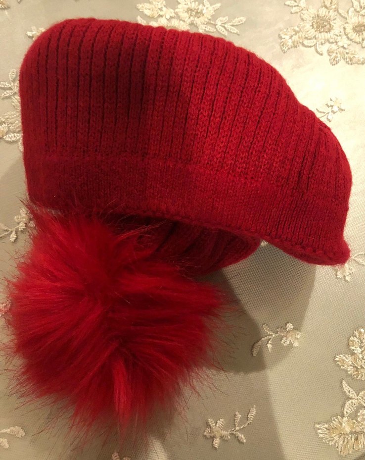 Kırmızı Örgü Kadın Bere - Görsel 3