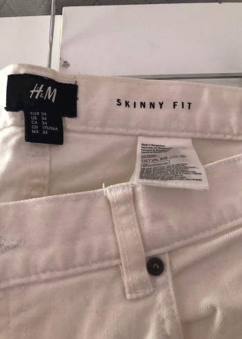 H&M Erkek Jean Beyaz Pantolon  (34) - Görsel 3