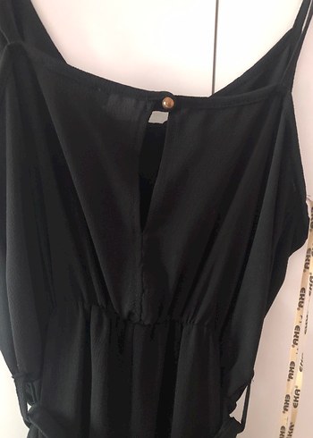 Eka Bürümcük Kumaş Kadın Siyah Tulum(L) - Görsel 7