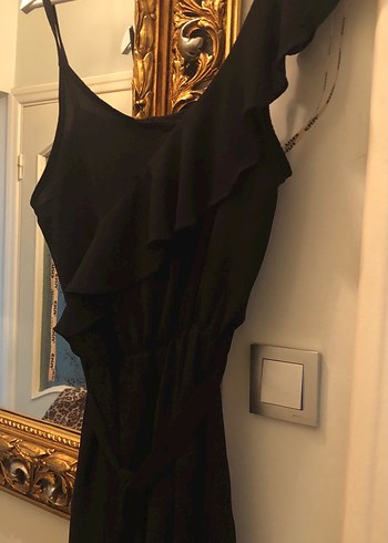 Eka Bürümcük Kumaş Kadın Siyah Tulum(L) - Görsel 4