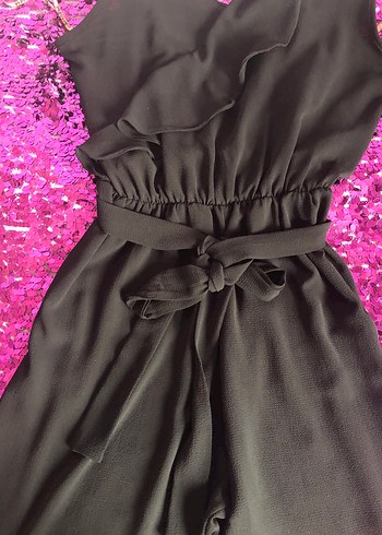 Eka Bürümcük Kumaş Kadın Siyah Tulum(L) - Görsel 6