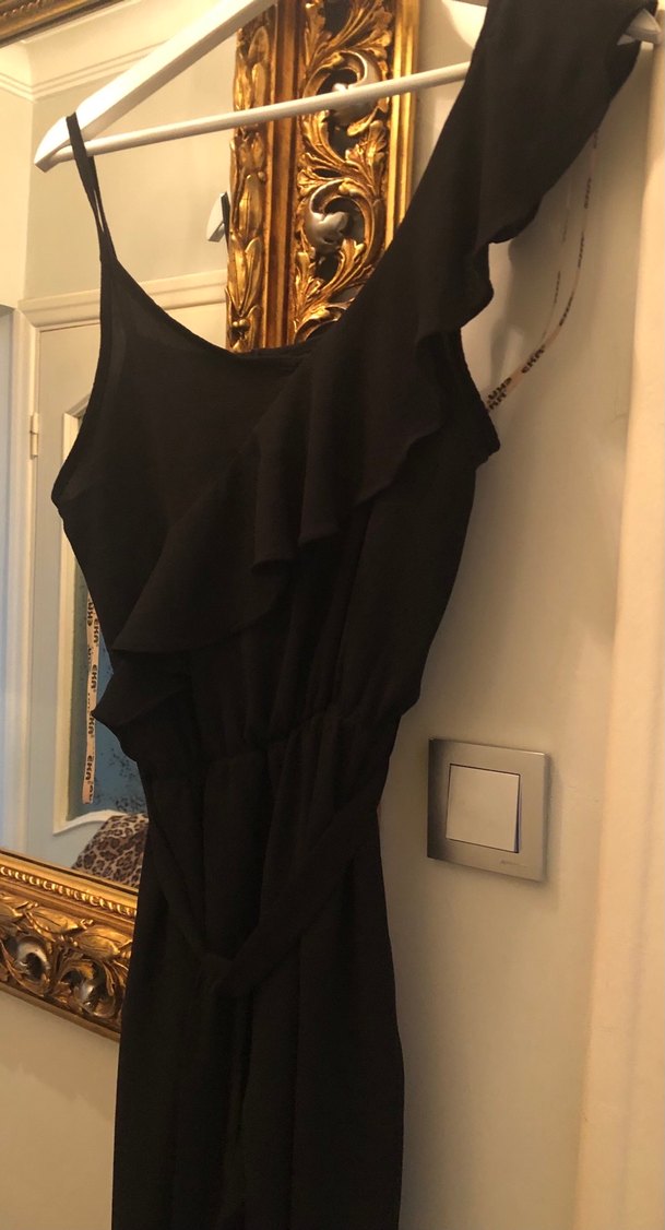 Eka Bürümcük Kumaş Kadın Siyah Tulum(L) - Görsel 4