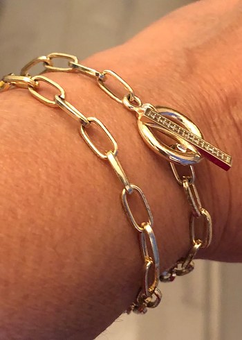 Zincir Detaylı Uzun Altın Kadın Kolye-Bileklik - Görsel 3