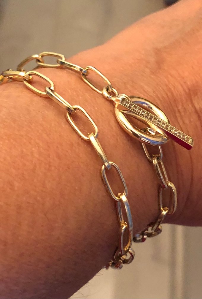 Zincir Detaylı Uzun Altın Kadın Kolye-Bileklik - Görsel 3