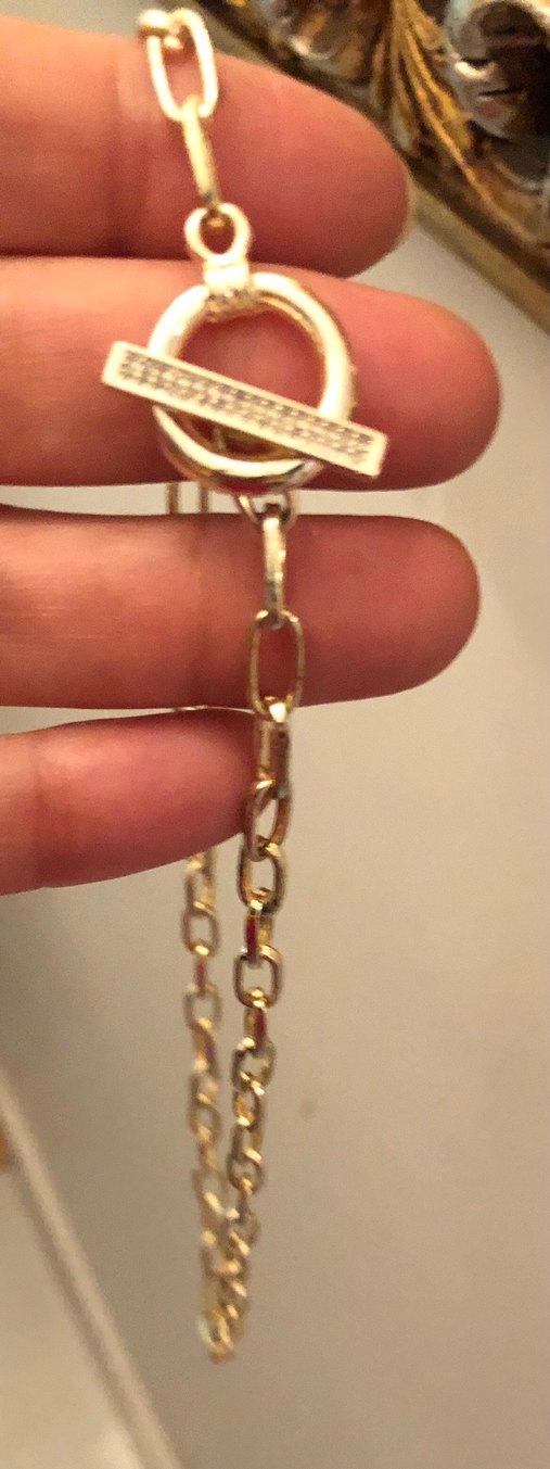 Zincir Detaylı Uzun Altın Kadın Kolye-Bileklik - Görsel 2