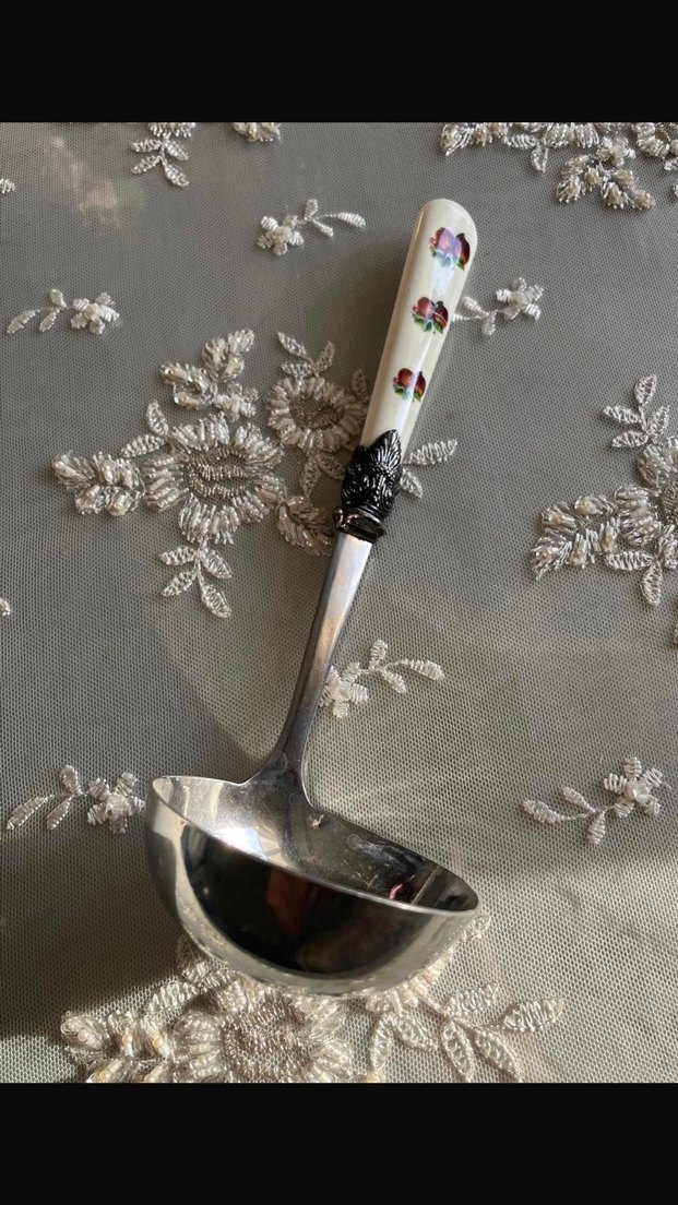 Desenli Kulplu Metal Servis Kepçesi - Görsel 2