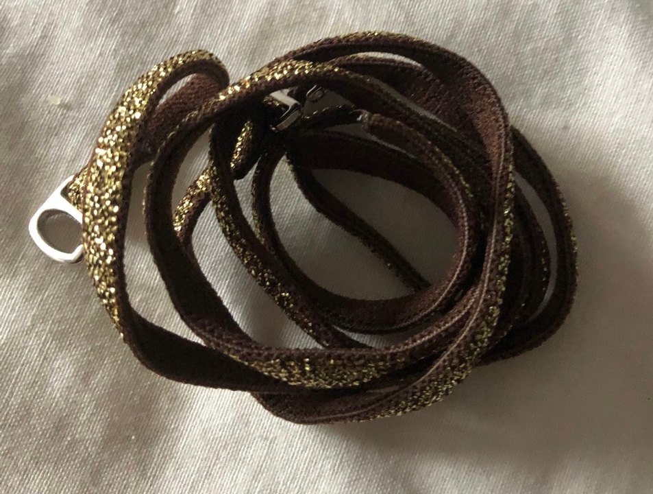 Kahve-Altın Renkli Simli Sütyen Askısı - Görsel 4