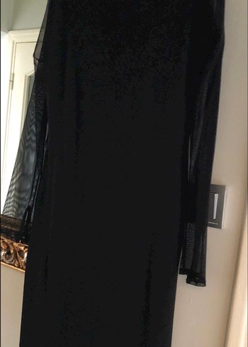 Siyah Tül Kollu Kadın Elbise(L) - Görsel 2