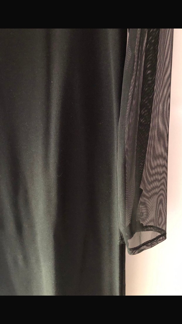 Siyah Tül Kollu Kadın Elbise(L) - Görsel 3