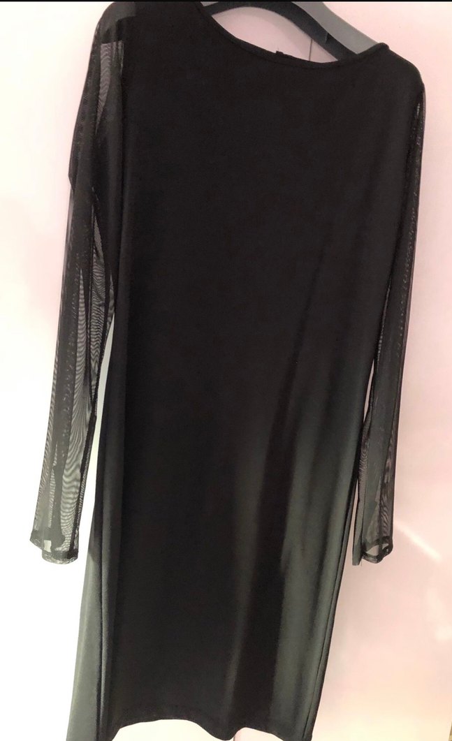 Siyah Tül Kollu Kadın Elbise(L) - Görsel 4