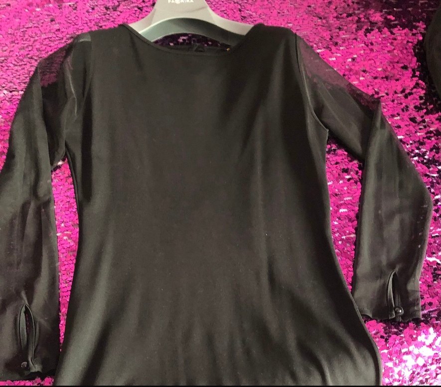 Siyah Tül Kollu Kadın Elbise(L) - Görsel 5