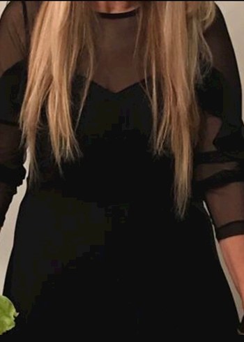 Uzun Kollu Fırfırlı Siyah Midi Elbise - Görsel 2