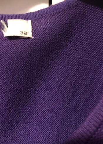 Mor Kemerli Triko Midi Elbise - Görsel 4