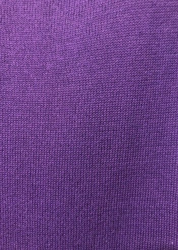 Mor Kemerli Triko Midi Elbise - Görsel 5