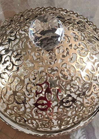 Taşlı Gümüş Görünümlü Dantel Gibi İşlemeli Sunum Tabağı - Görsel 5