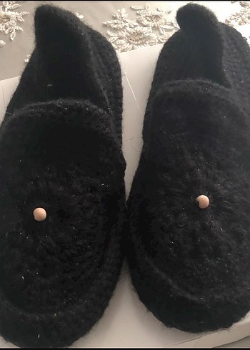 Düğmeli Siyah Örgü Kadın Terlik (38) - Görsel 2