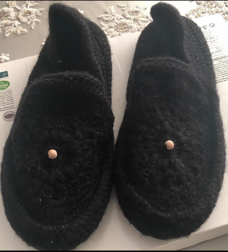 Düğmeli Siyah Örgü Kadın Terlik (38) - Görsel 2