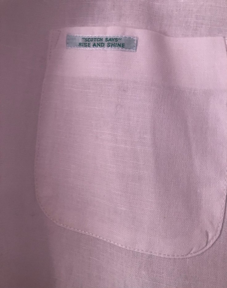 Sctch&Soda Düğmeli Beyaz Keten Erkek Gömlek (L) - Görsel 4