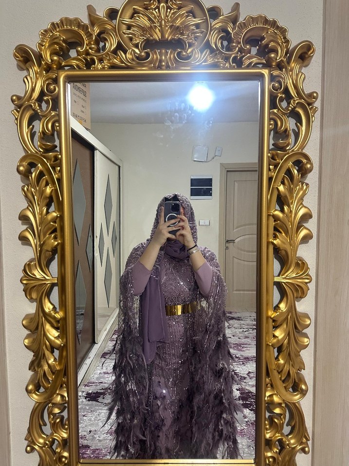 Mor Uzun Salaş Bohem Abiye Elbise - Görsel 5