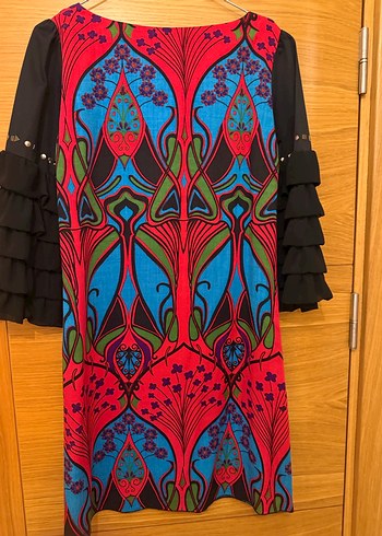 Renkli Bohem Kat Kat Kollu elbise - Görsel 2