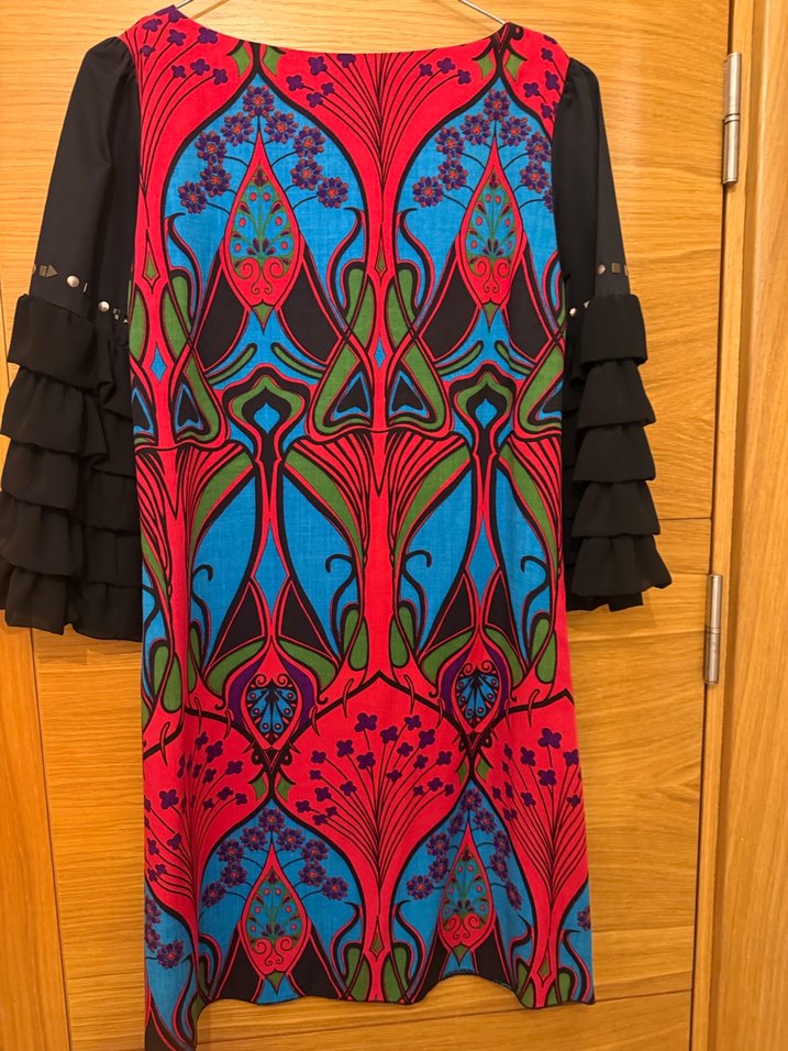 Renkli Bohem Kat Kat Kollu elbise - Görsel 2