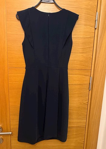 Kemerli Lacivert Midi Ofis Elbisesi - Görsel 2