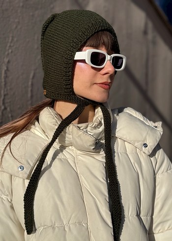 Koyu Yeşil %25 yünlü bone başlık - Görsel 4