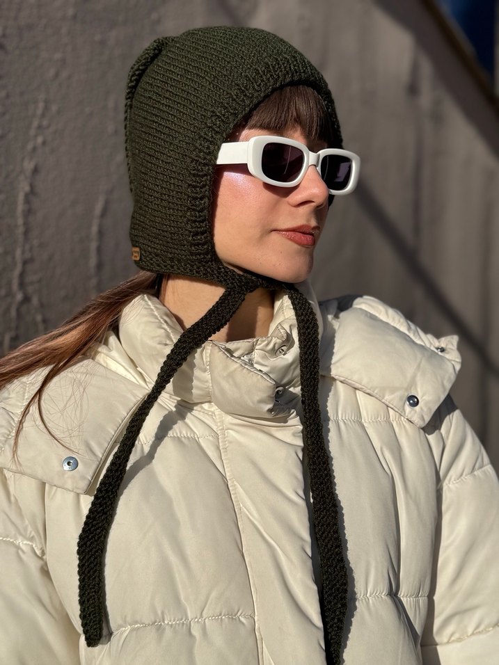 Koyu Yeşil %25 yünlü bone başlık - Görsel 4