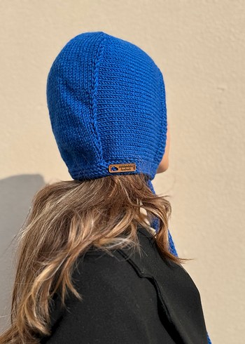 Saks mavisi %25 yünlü kadın bone balaclava - Görsel 6