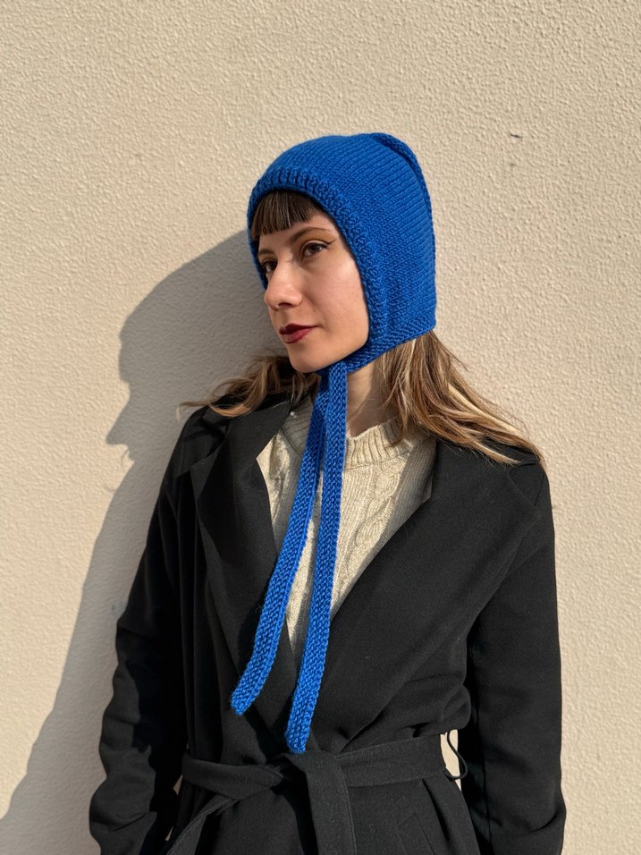 Saks mavisi %25 yünlü kadın bone balaclava - Görsel 4