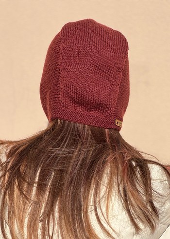 %25 yün bordo el örgüsü bone başlık - Görsel 6