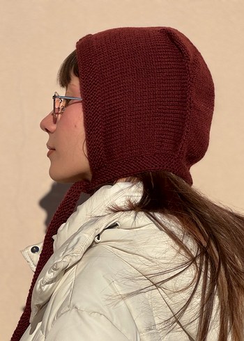 %25 yün bordo el örgüsü bone başlık - Görsel 4