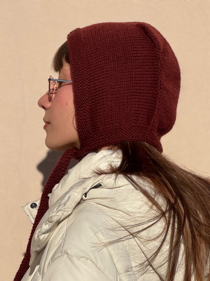 %25 yün bordo el örgüsü bone başlık - Görsel 4