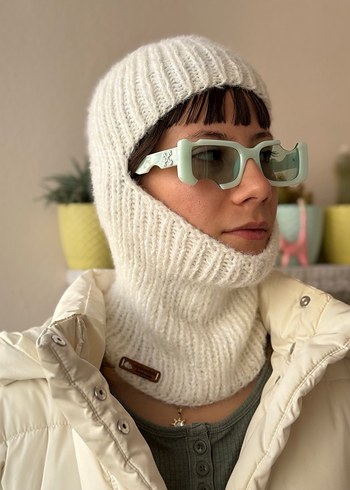 Krem rengi balaclava kar maskesi - Görsel 5