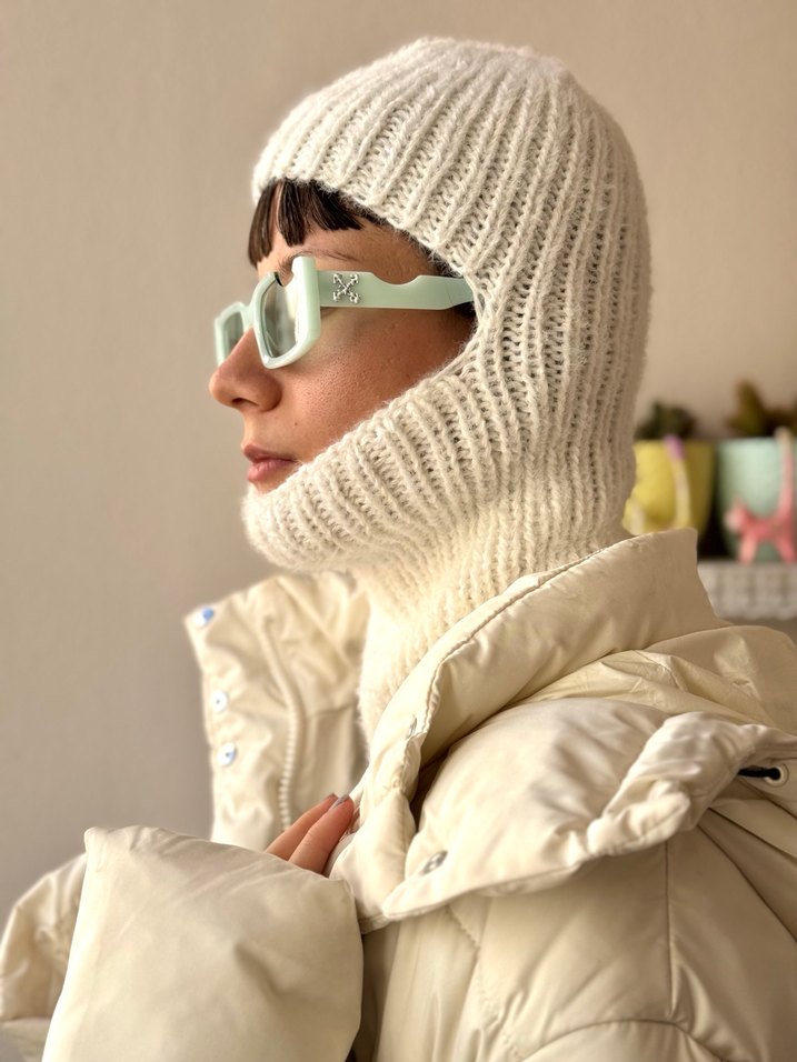 Krem rengi balaclava kar maskesi - Görsel 2
