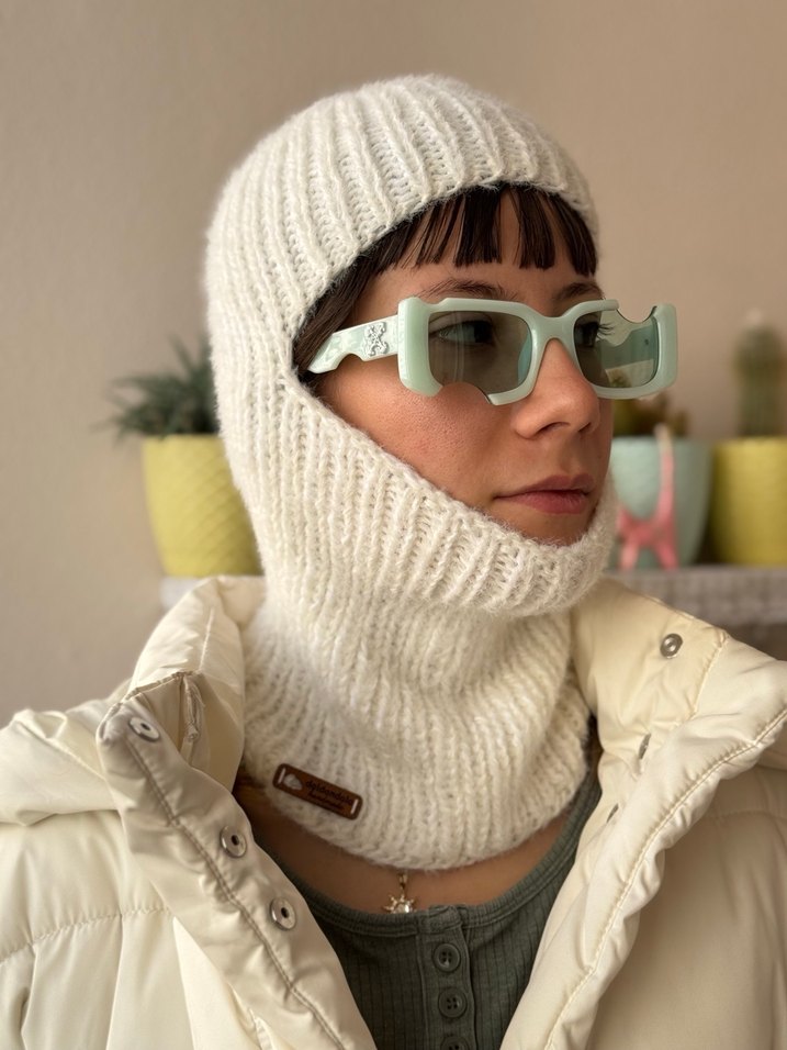 Krem rengi balaclava kar maskesi - Görsel 5
