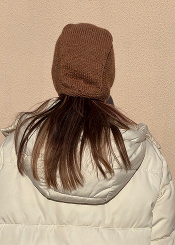 Kahverengi Yün-Akrilik karışımı bone başlık - Görsel 7