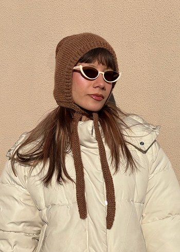 Kahverengi Yün-Akrilik karışımı bone başlık - Görsel 3