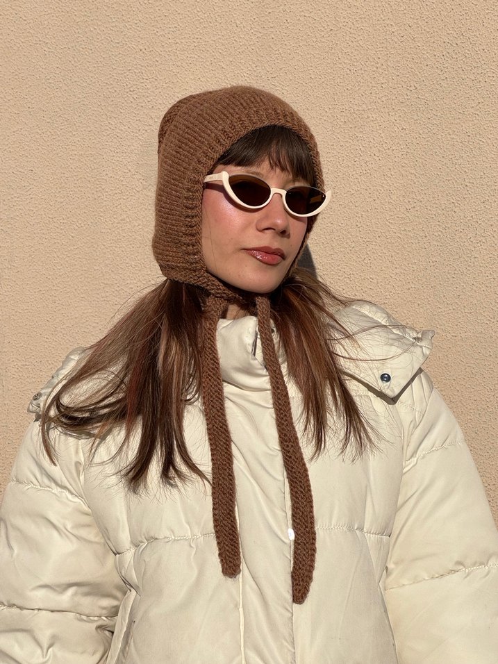 Kahverengi Yün-Akrilik karışımı bone başlık - Görsel 3