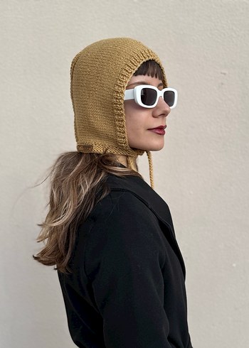 %100 Merino yün bone balaclava- sütlü kahve - Görsel 6