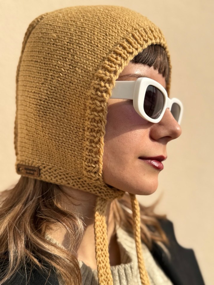 %100 Merino yün bone balaclava- sütlü kahve - Görsel 2