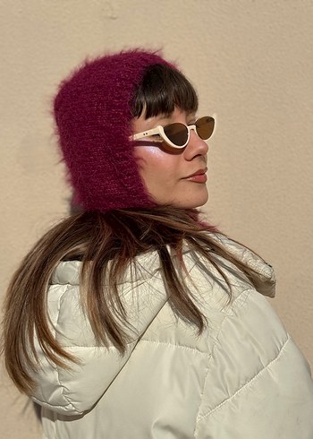 Bordo Tüylü Merinos Bone Başlık - Görsel 6