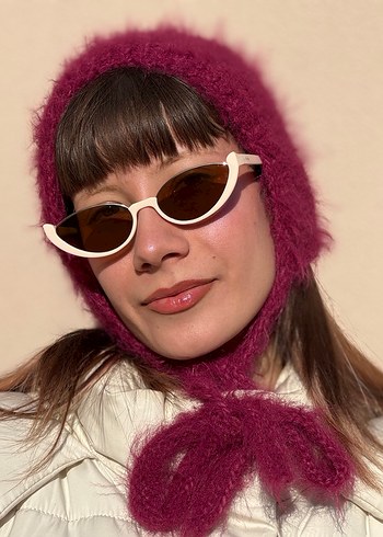 Bordo Tüylü Merinos Bone Başlık - Görsel 2