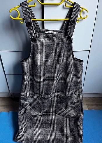 Gri Kareli Kadın Kısa Salopet - Görsel 5