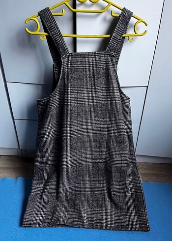 Gri Kareli Kadın Kısa Salopet - Görsel 6