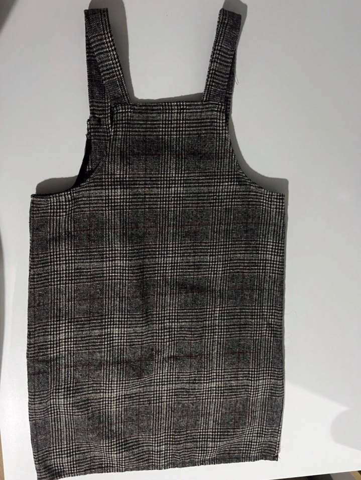 Gri Kareli Kadın Kısa Salopet - Görsel 4