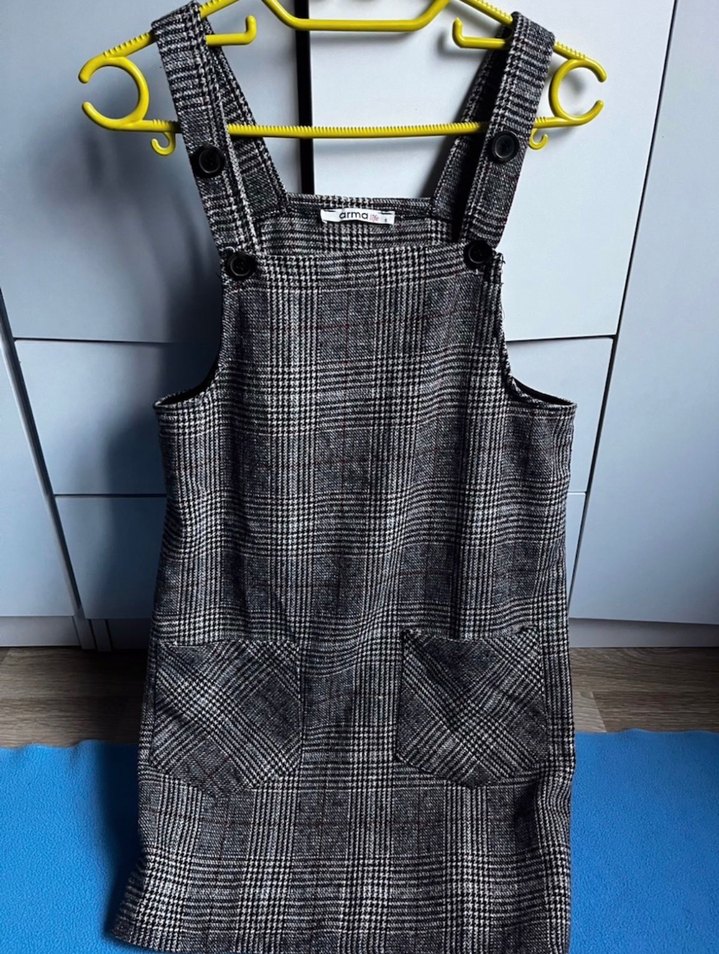 Gri Kareli Kadın Kısa Salopet - Görsel 5