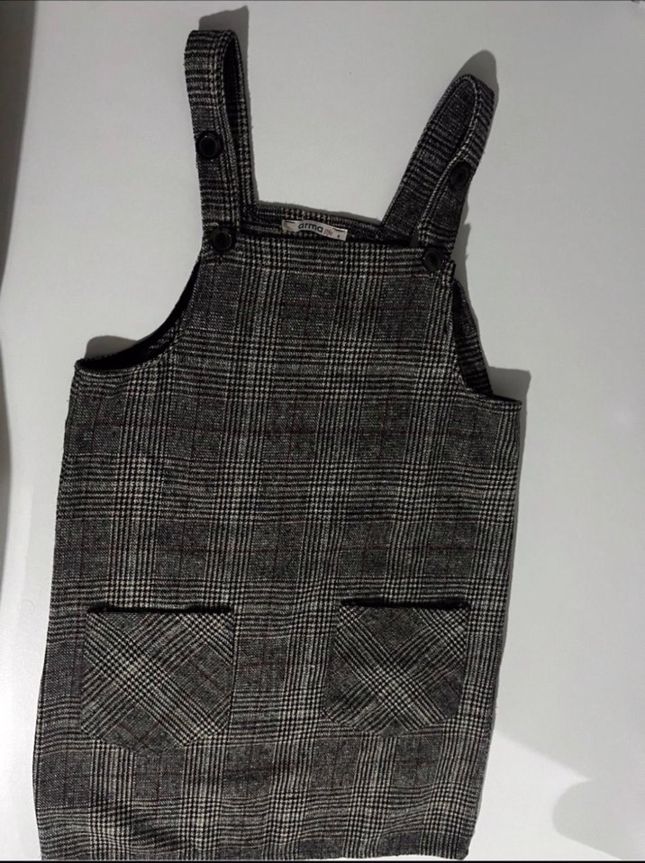 Gri Kareli Kadın Kısa Salopet - Görsel 3