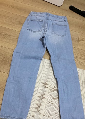 Açık Mavi Yırtık Detaylı Bol Kesim Kadın Kot Pantolon - Görsel 2